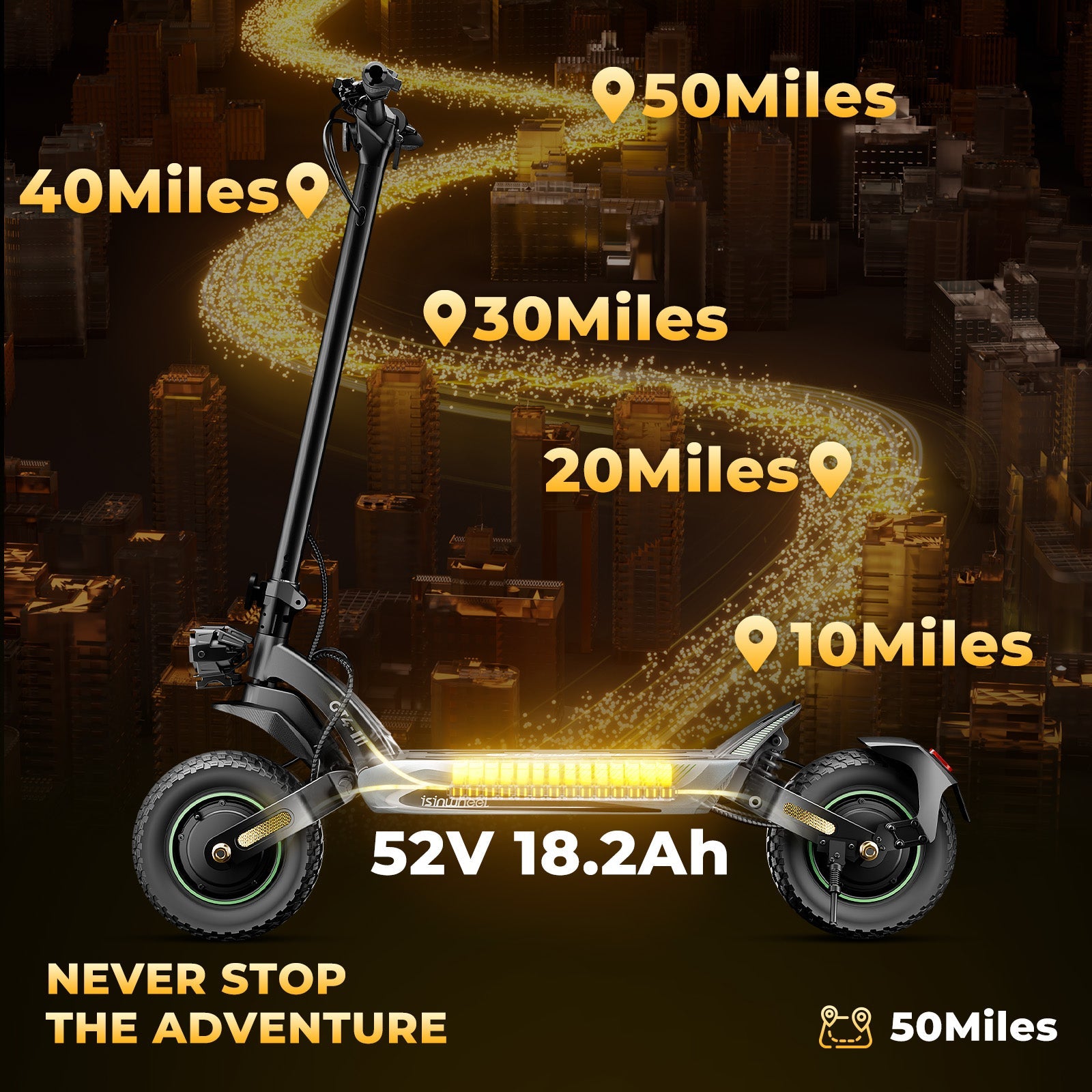 isinwheel® GT4 High-Performance 2400W Dual Motor Electric Scooter